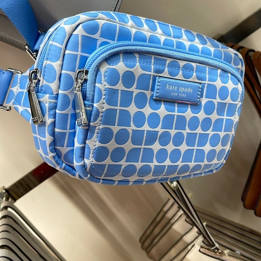 Kate Spade Noel Jacquard Belt Bag Astral Blue  NWT